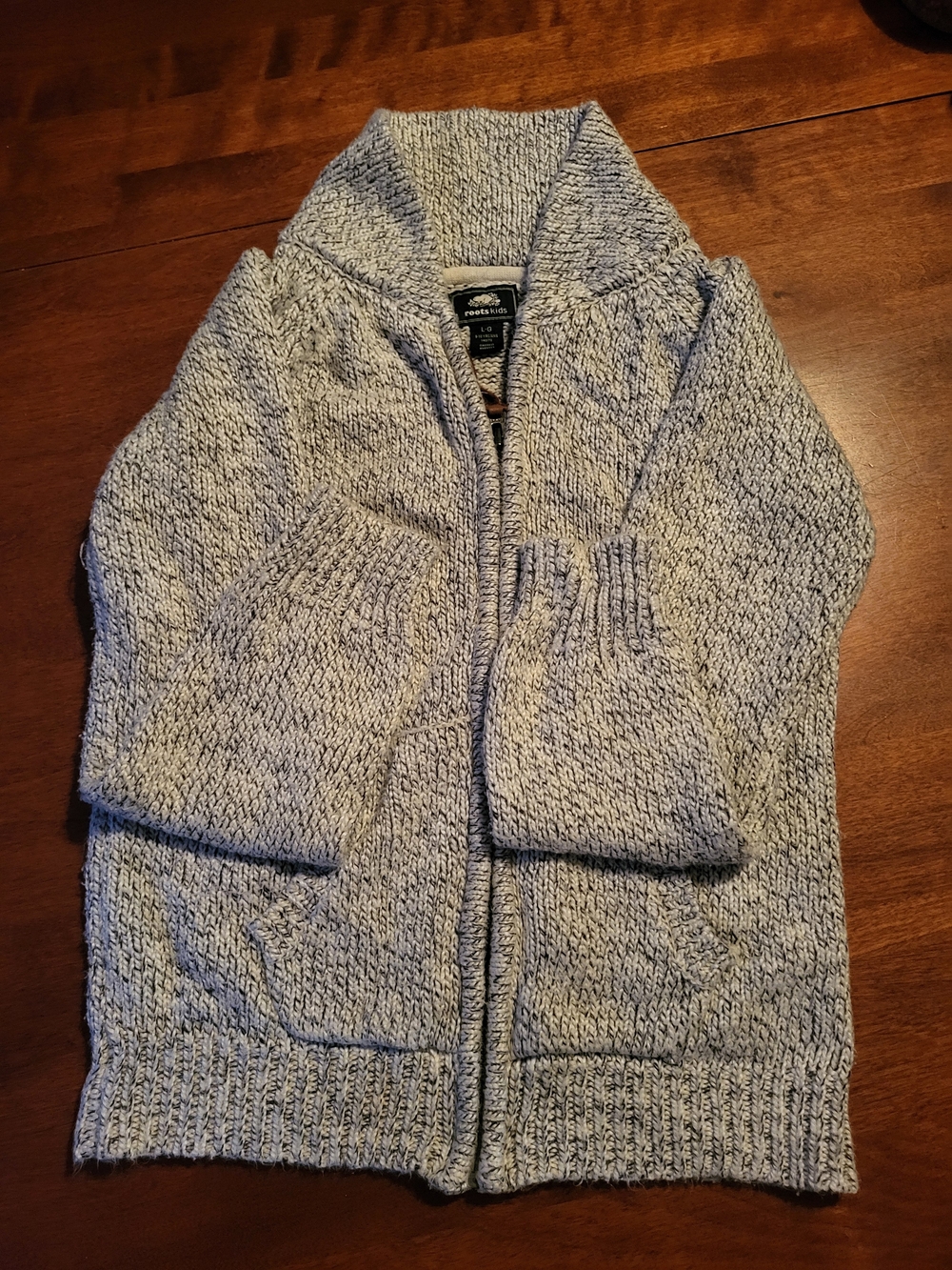 Roots Heather Gray Shawl Collar Zip Sweater